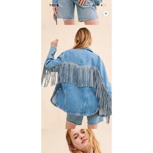 We the free fringe out denim jacket
